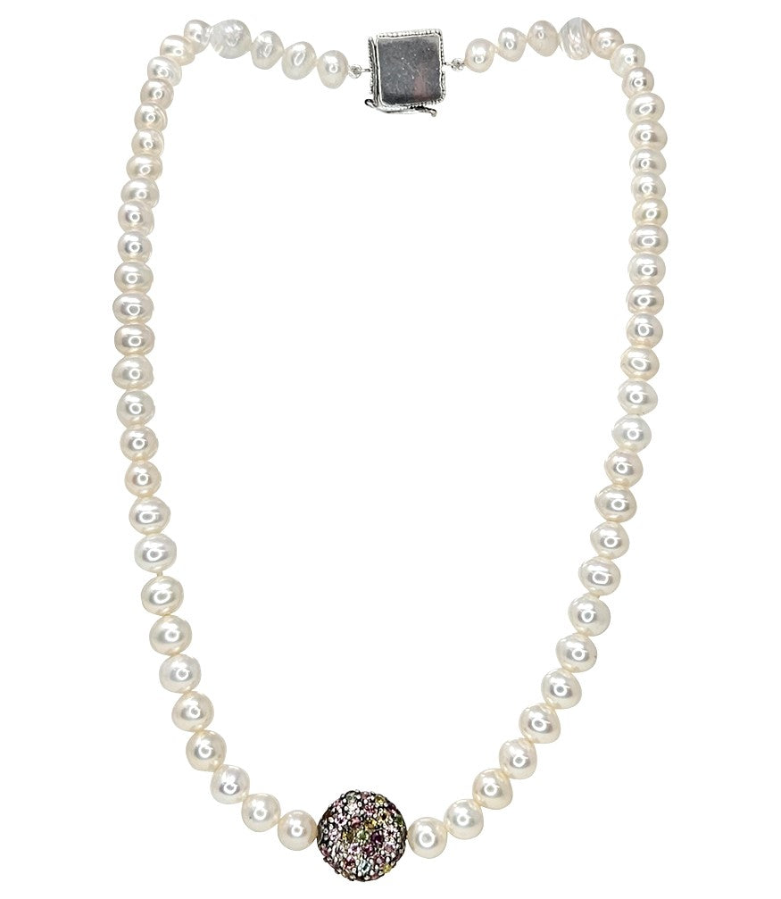 Madison Maison by Del Pozzo White Pearl Silver Necklace