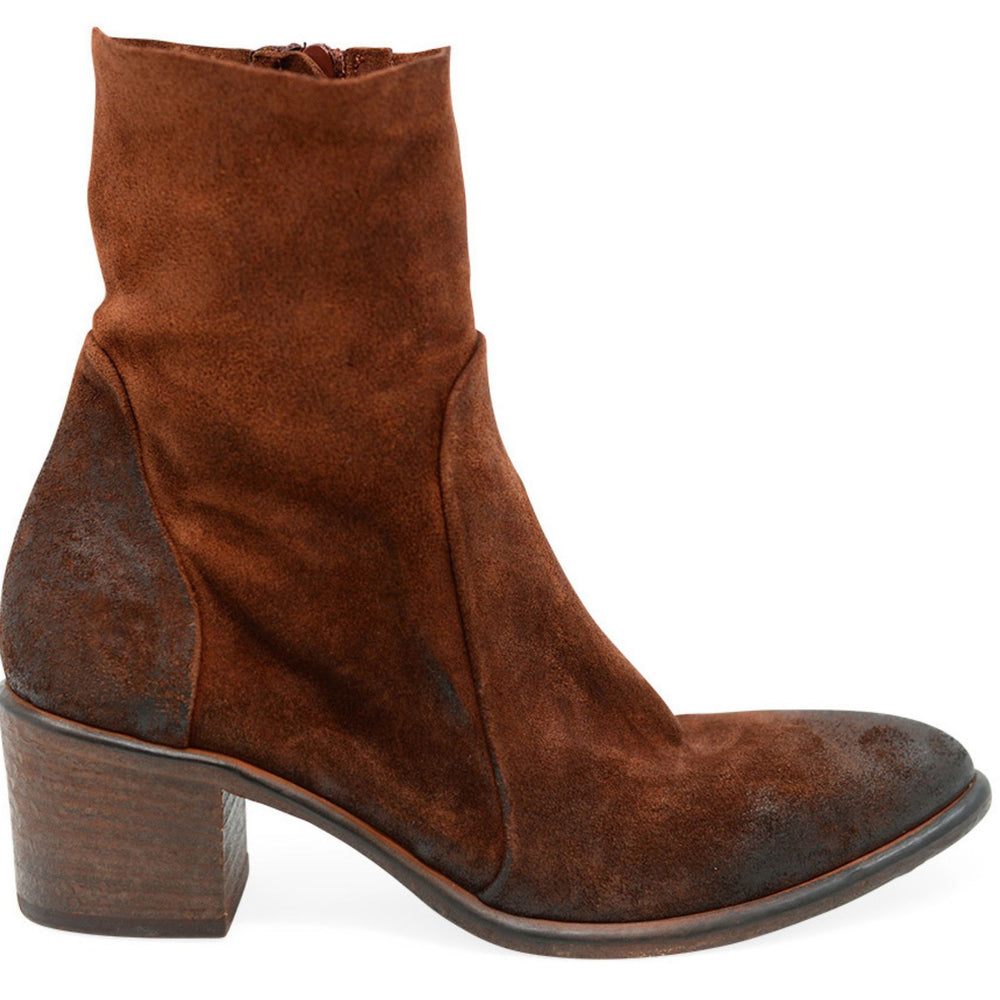Brown suede ankle boot on a white background