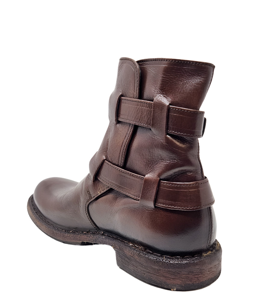 Moma Brown Double Buckle Boot