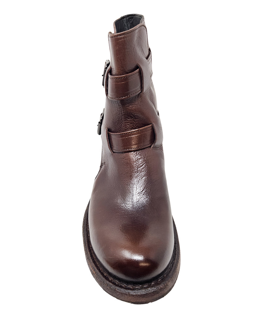 Moma Brown Double Buckle Boot