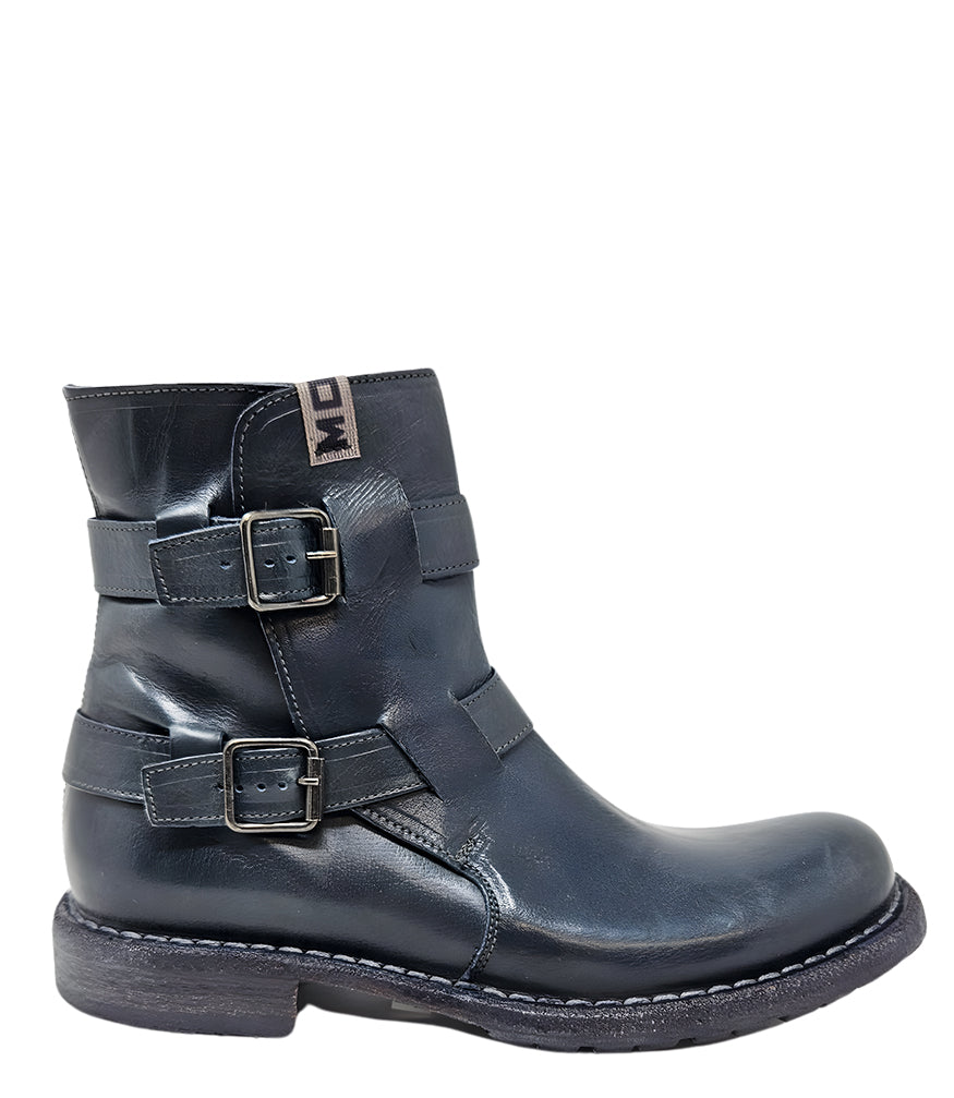 Moma Navy Double Buckle Boot
