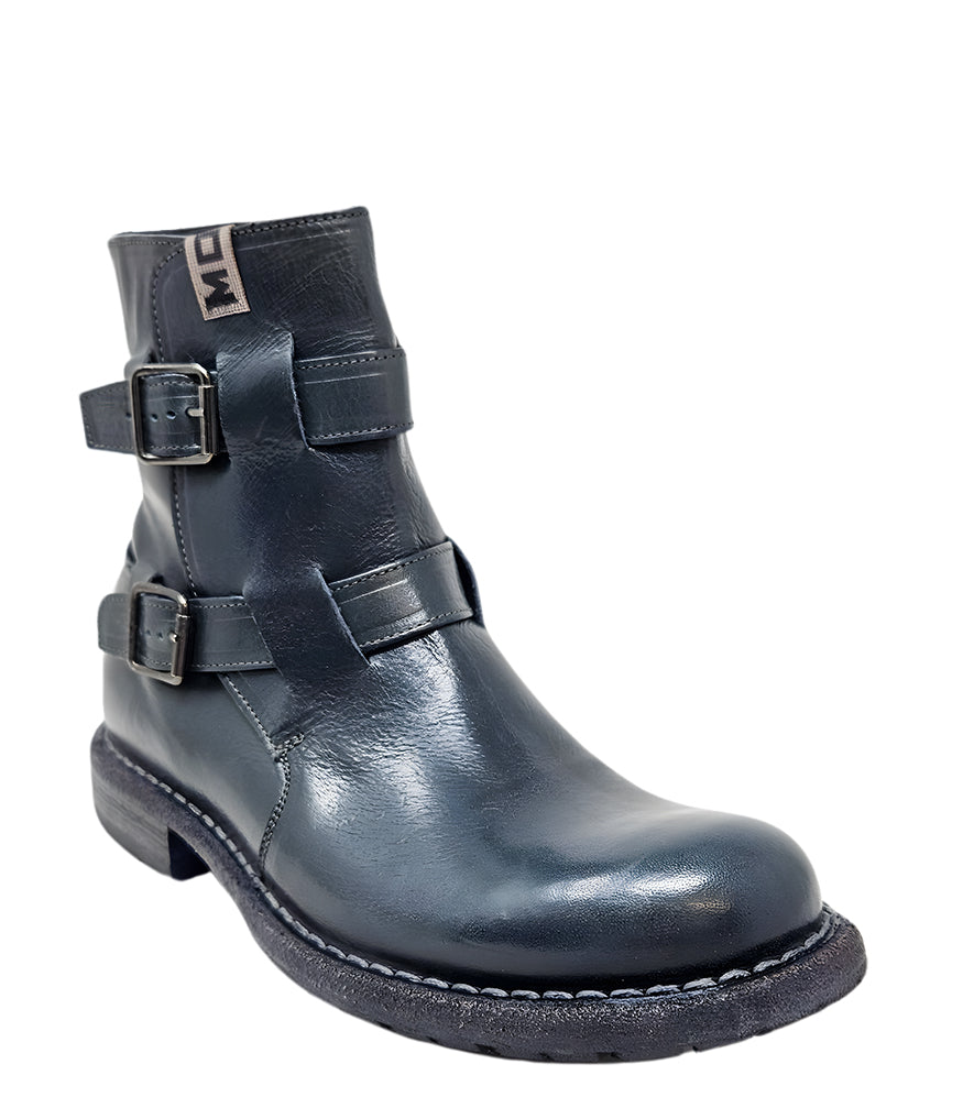 Moma Navy Double Buckle Boot
