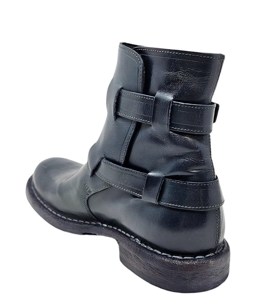 Moma Navy Double Buckle Boot