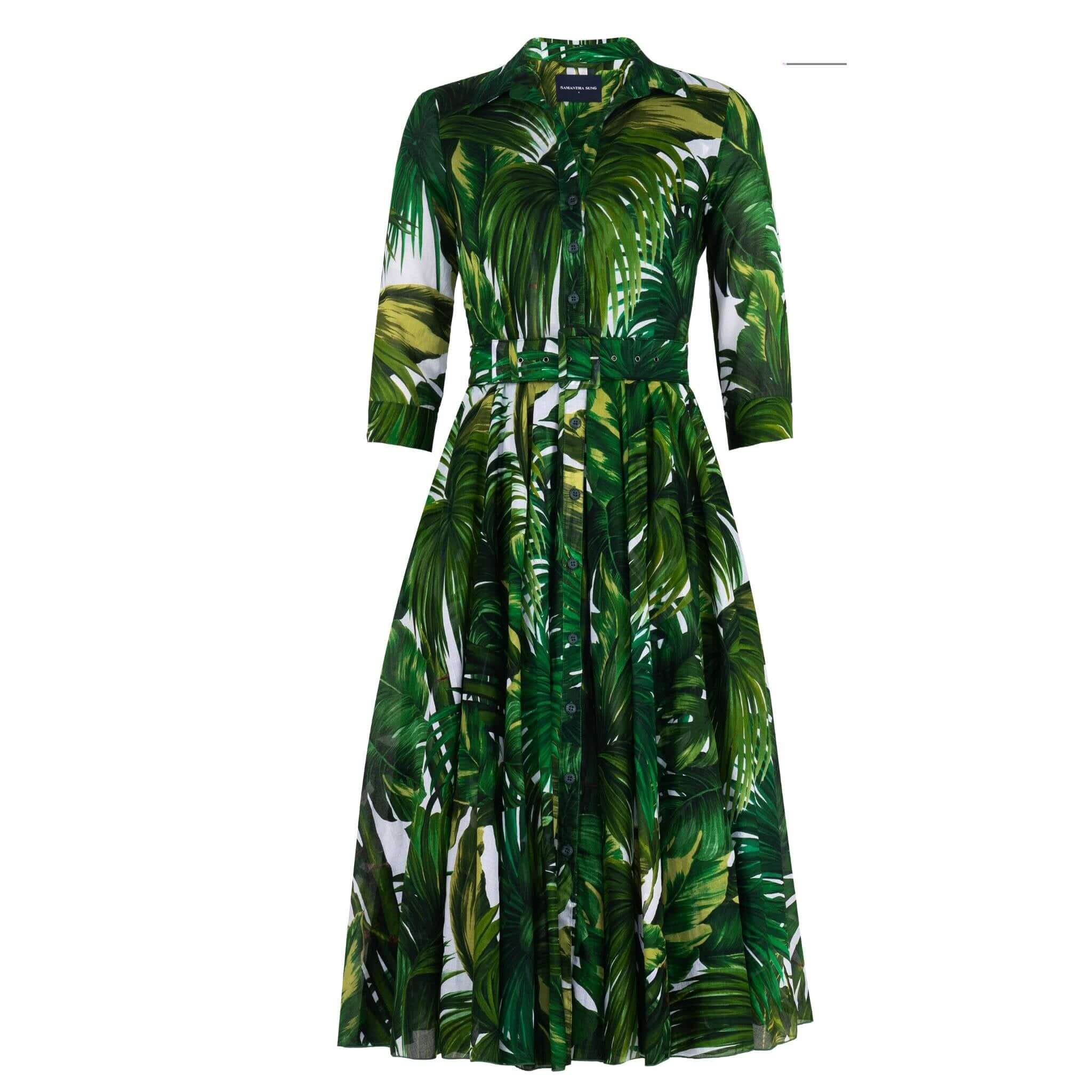 Madison Maison Aster Dress Honolulu Palm White Pine Green Dress