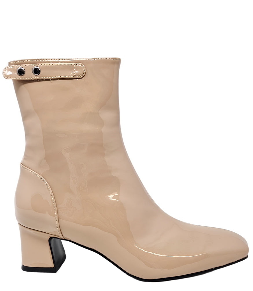 Gini & Albert Blush Patent Leather Zip Up Boot