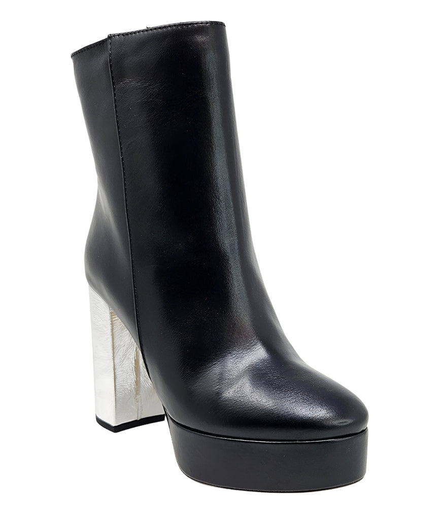 Madison Maison Black/Silver Cracked Leather Platform Boot - MADISON MAISON