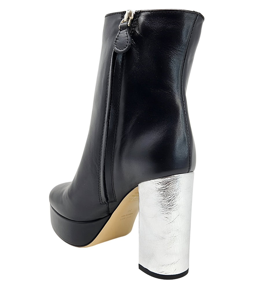 Madison Maison Black/Silver Cracked Leather Platform Boot - MADISON MAISON