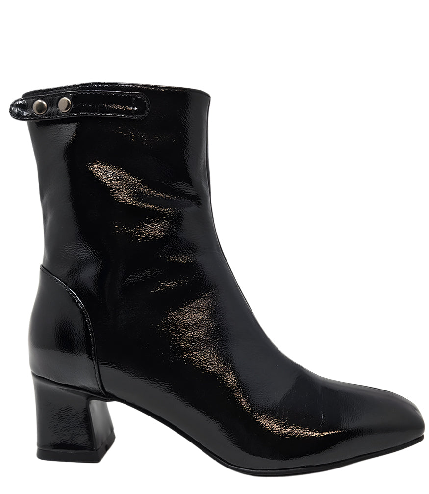 Gini & Albert Black Patent Leather Zip Up Boot
