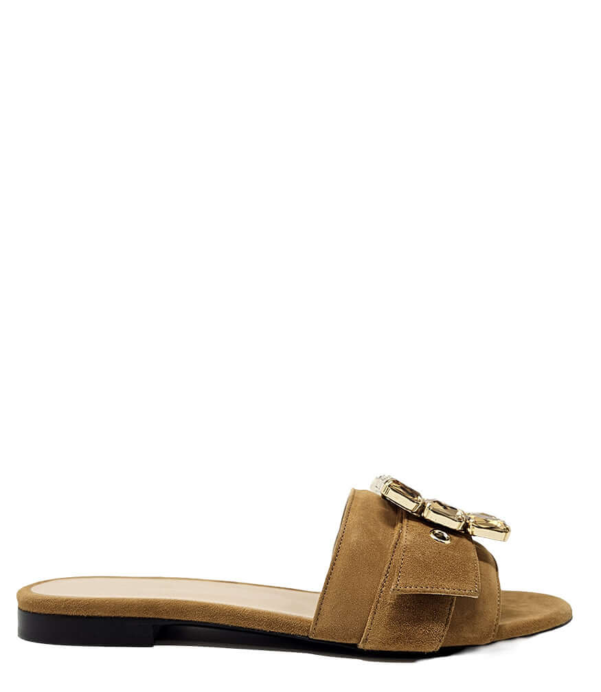 Fade Jeweled Buckle Khaki Sandal