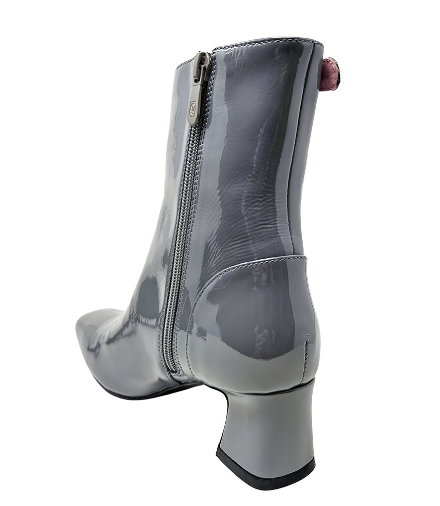 Gini & Albert Grey Gardens Patent Leather Zip Up Boot