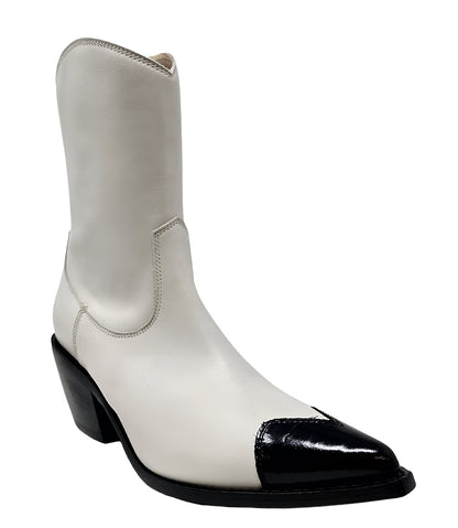 Madison Maison™ White/Black Heart Toe Ankle Boot