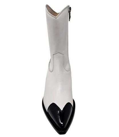 Madison Maison™ White/Black Heart Toe Ankle Boot