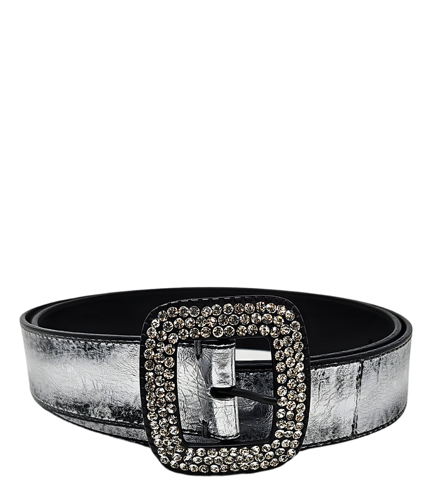 Madison Maison Silver Metallic Leather Belt
