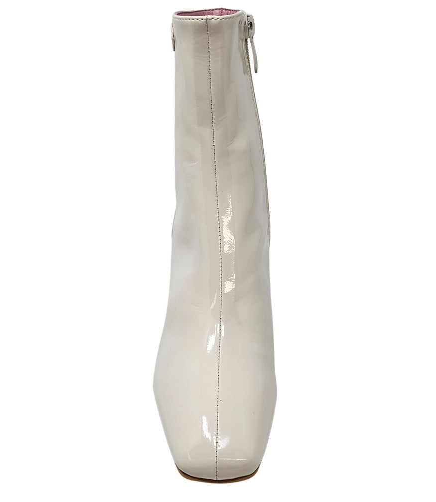 Gini & Albert Off White Patent Leather Zip Up Boot