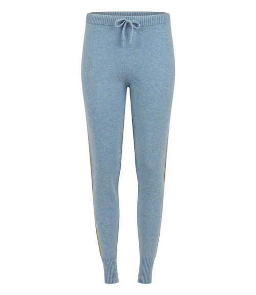 Madison Maison Sky Blue Cashmere Sweat Pants W/ Gold Laminated Bands - MADISON MAISON