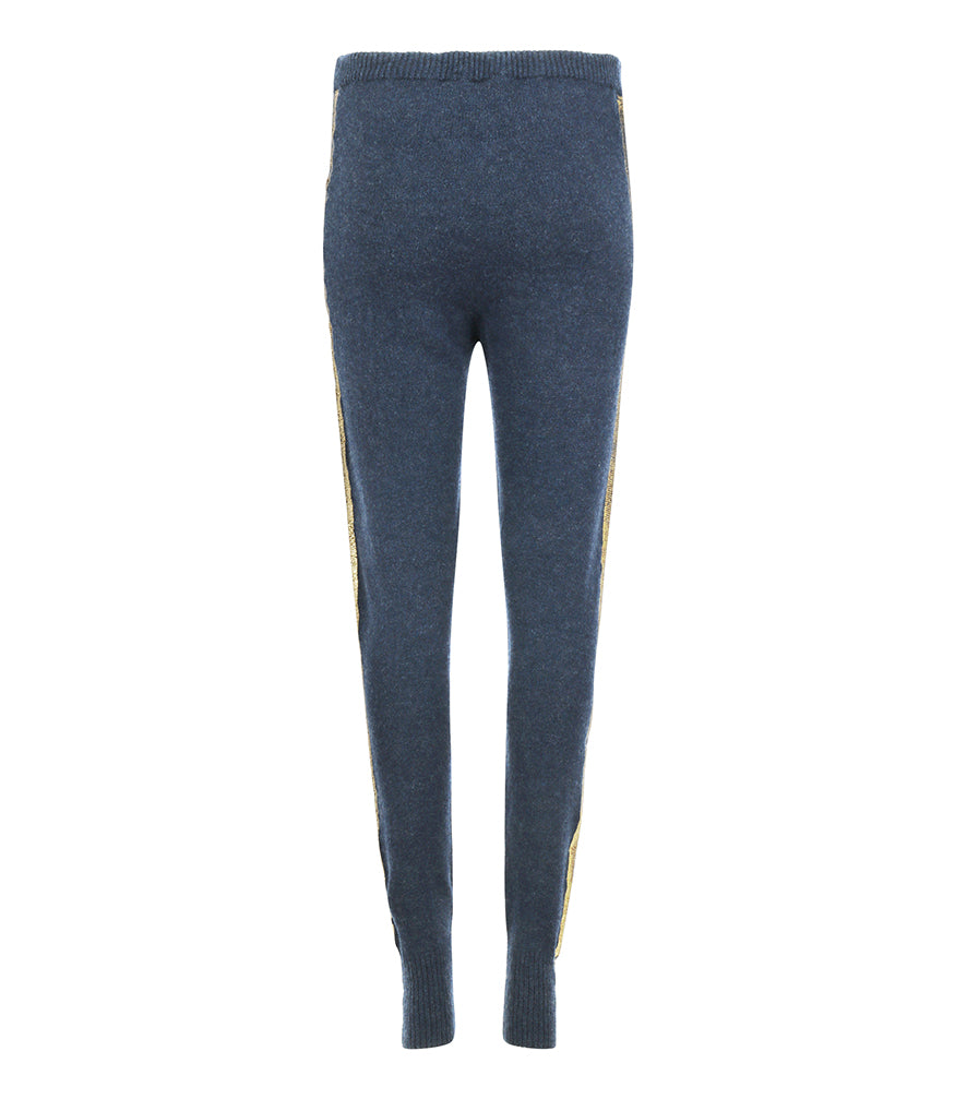 Madison Maison Denim Cashmere Sweat Pants W/ Gold Laminated Bands - MADISON