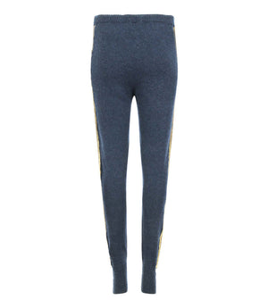 Madison Maison Denim Cashmere Sweat Pants W/ Gold Laminated Bands - MADISON