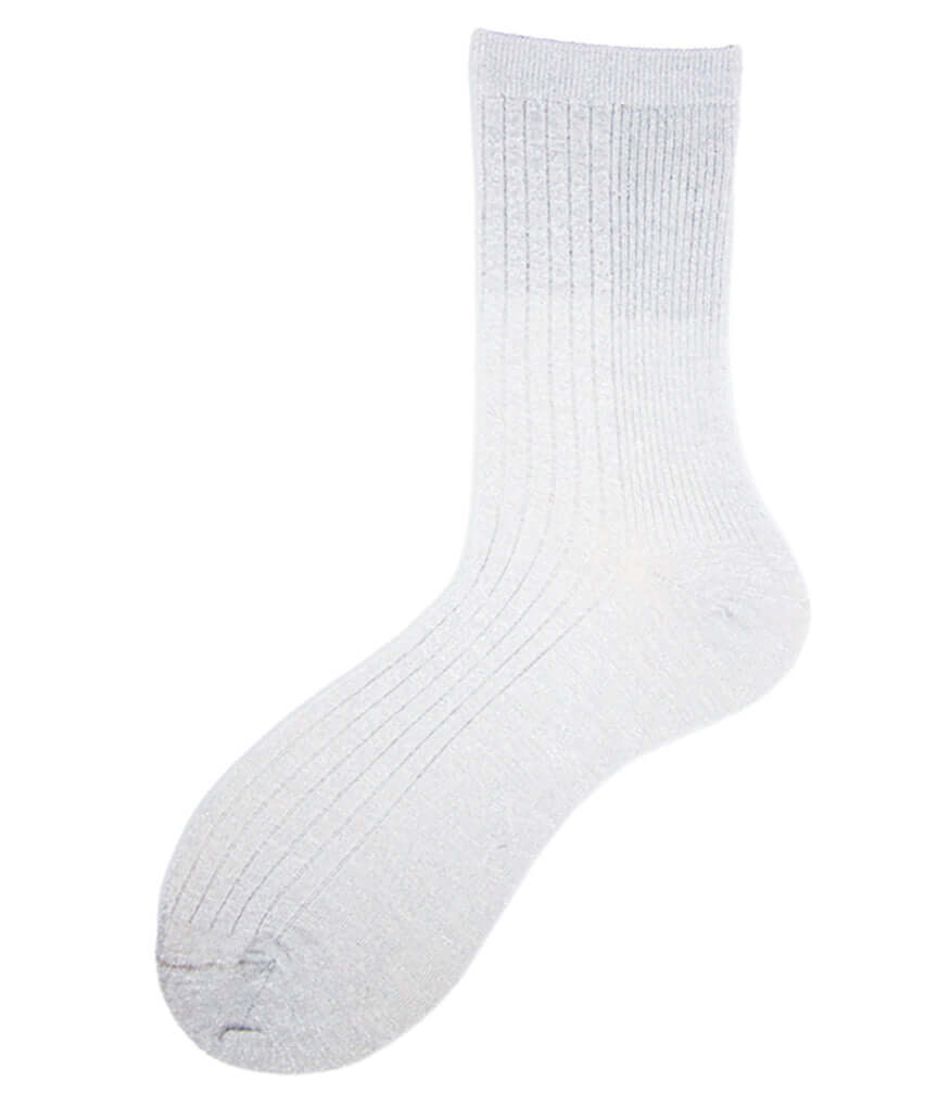 A mid-calf knit sock featuring a mix of textured panels, ribbed leg section, and bold horizontal stripes around the arch and cuff.
