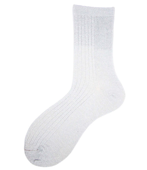 A mid-calf knit sock featuring a mix of textured panels, ribbed leg section, and bold horizontal stripes around the arch and cuff.