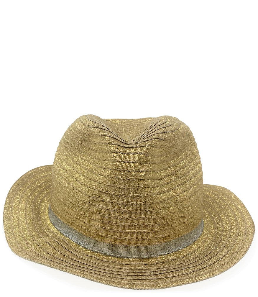 Madison Maison Gold Fedora With Silver Band