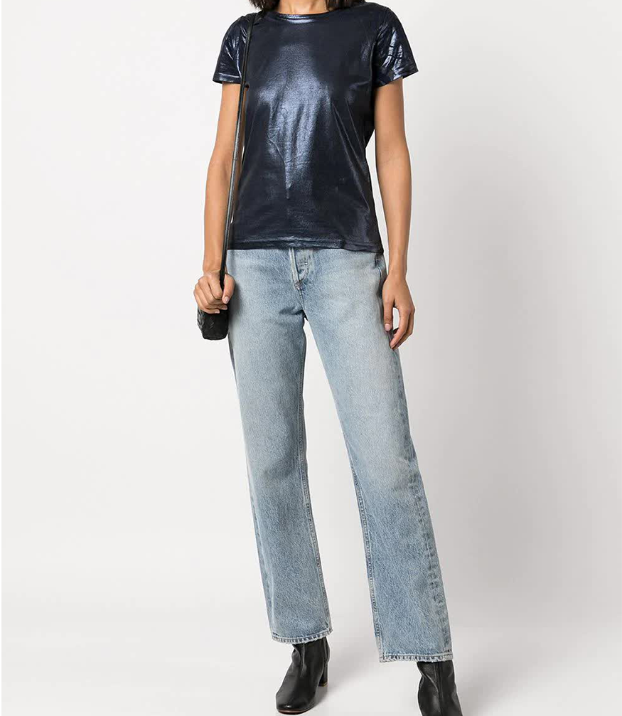 metallic coated cotton t shirt