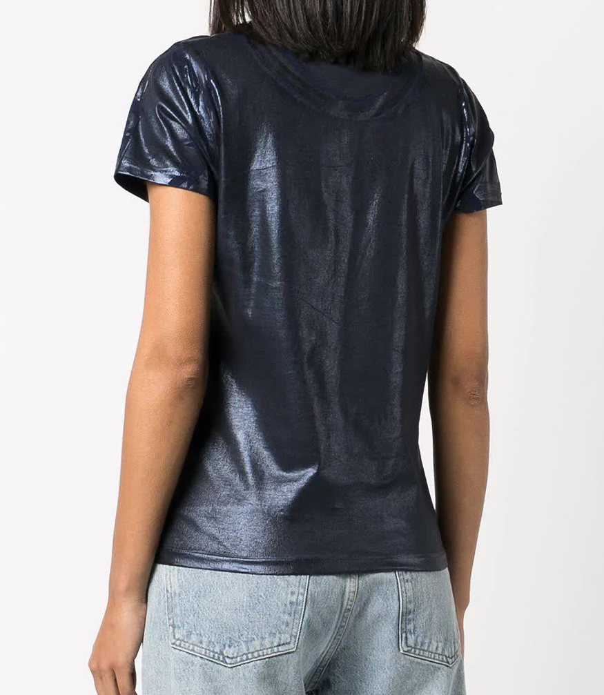 metallic coated cotton t shirt 