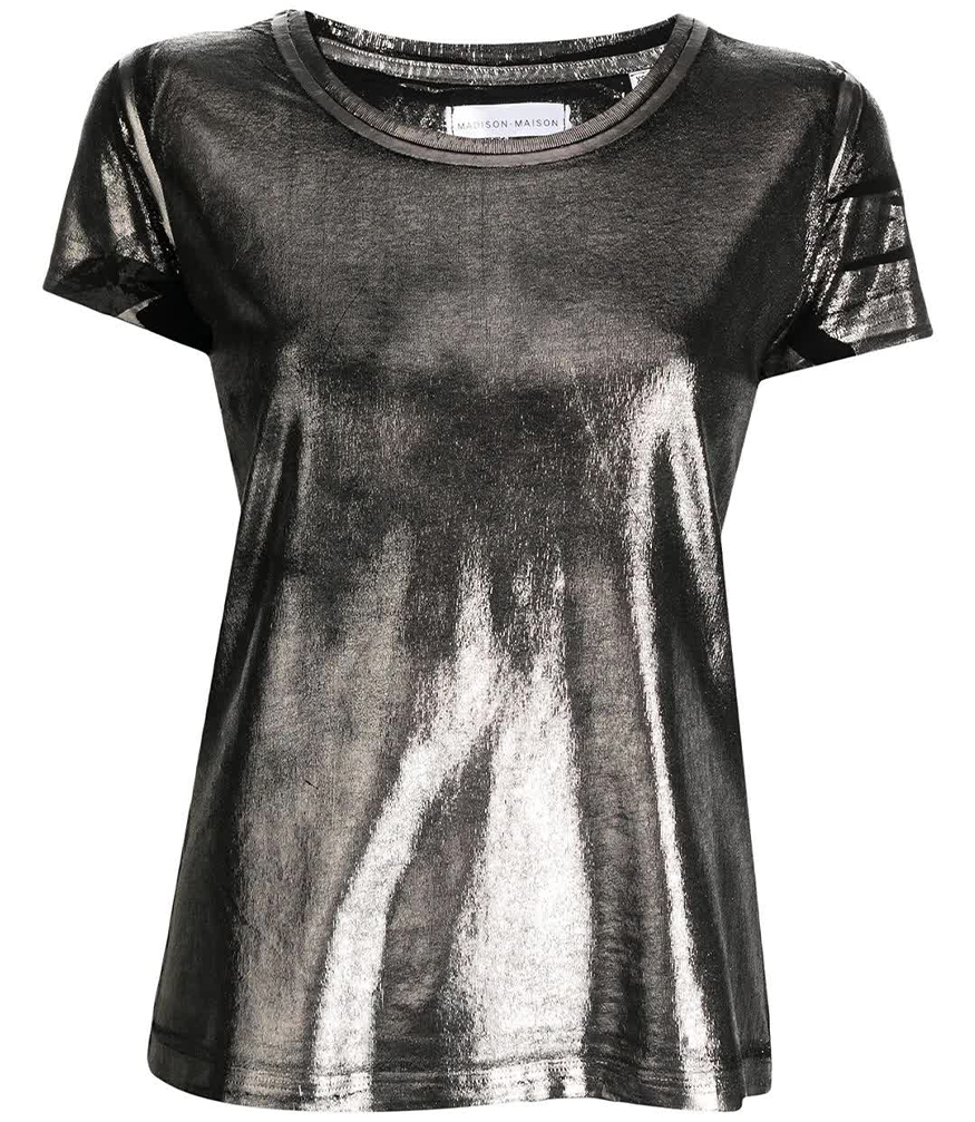 metallic coated cotton t shirt