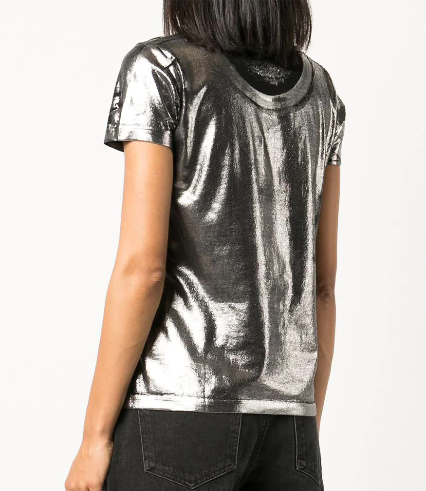 metallic coated cotton t shirt 