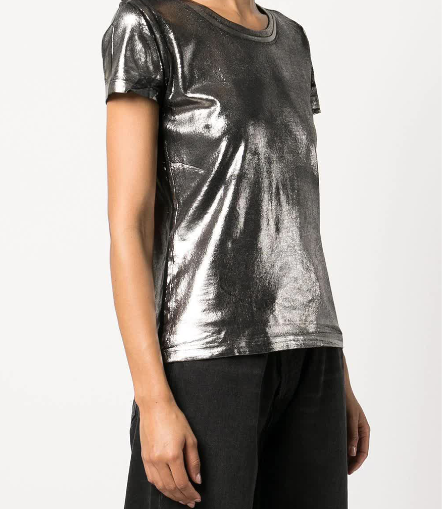 metallic coated cotton t shirt