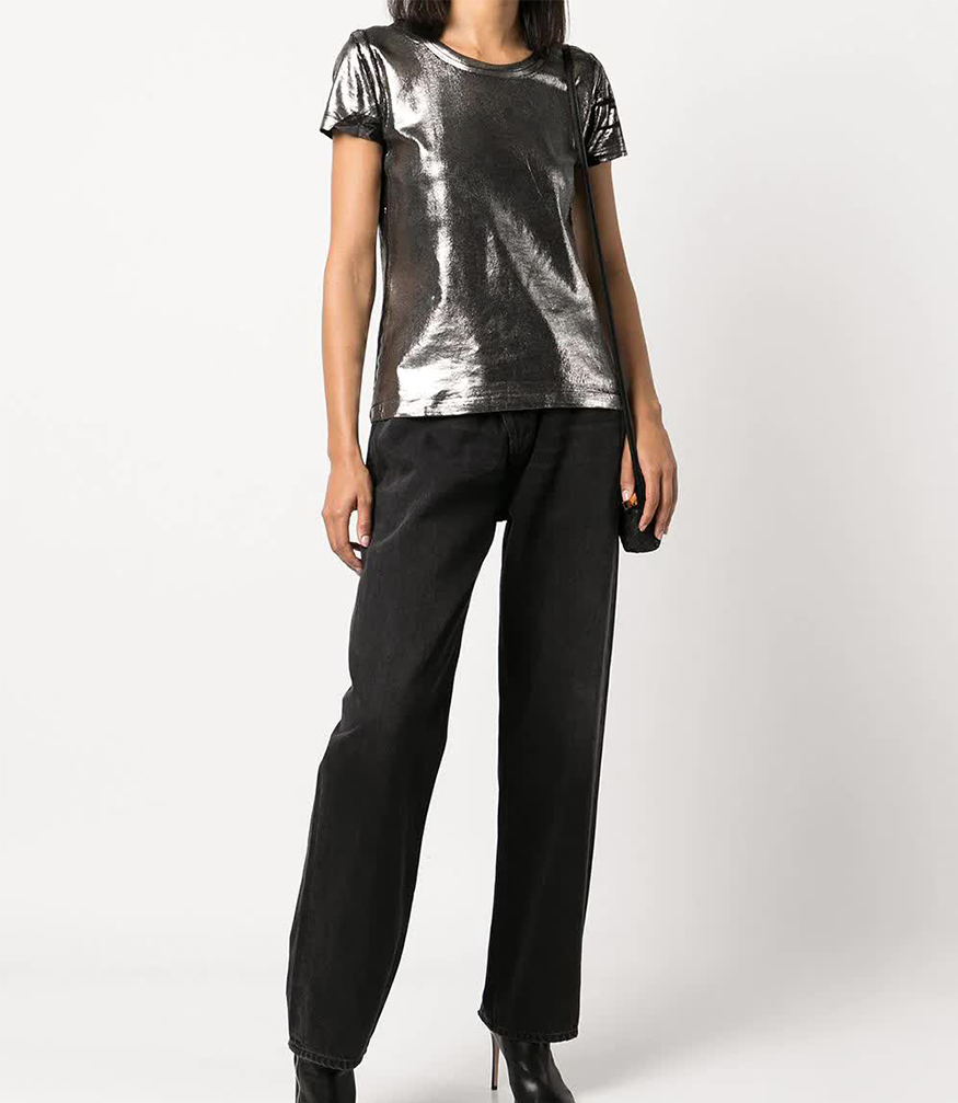 metallic coated cotton t shirt