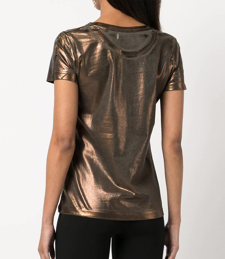 metallic coated cotton t shirt