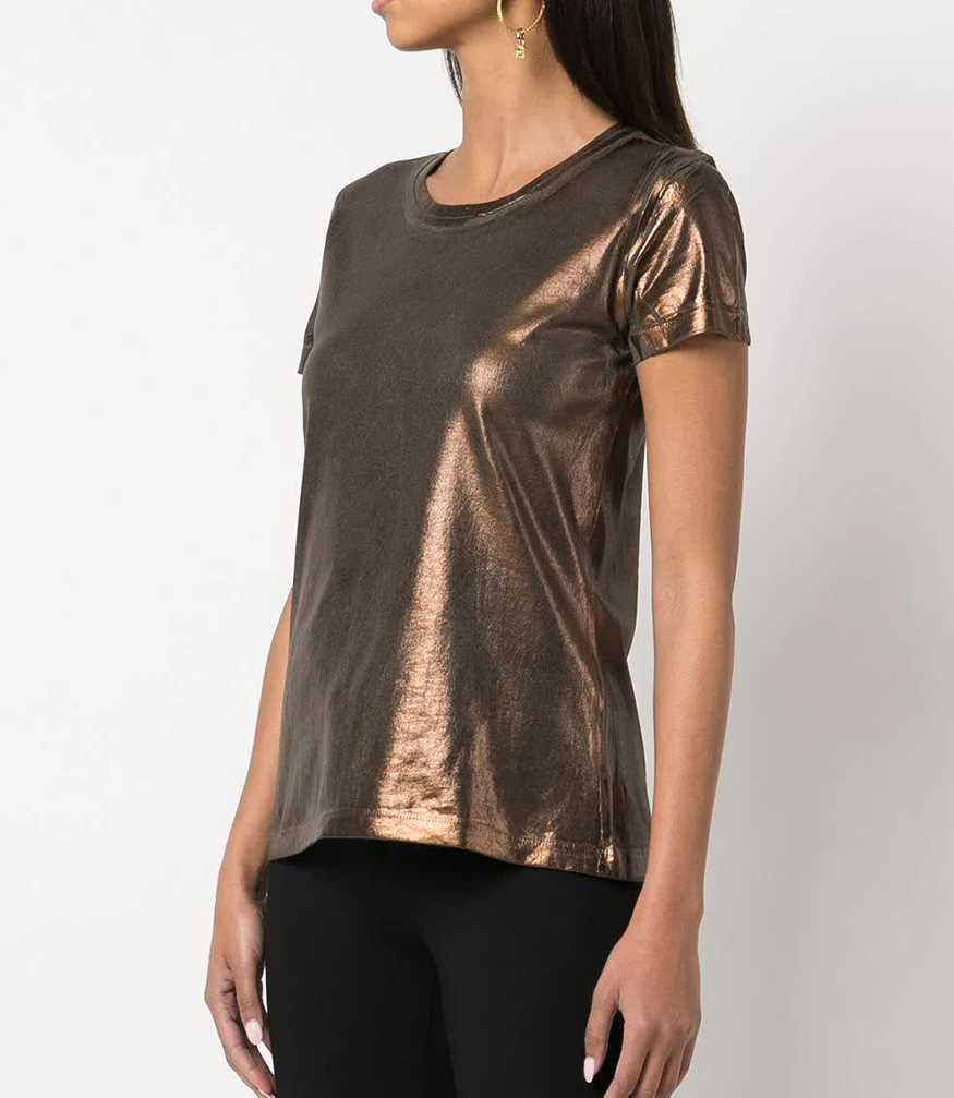 metallic coated cotton t shirt