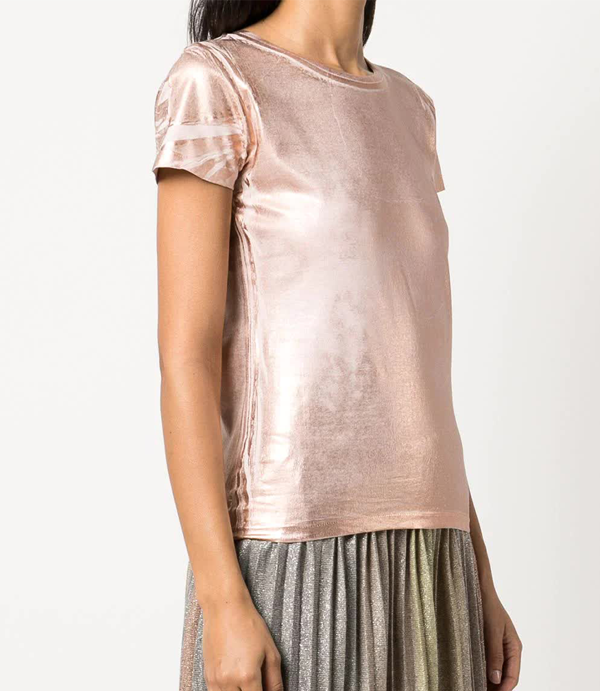 metallic coated cotton t shirt
