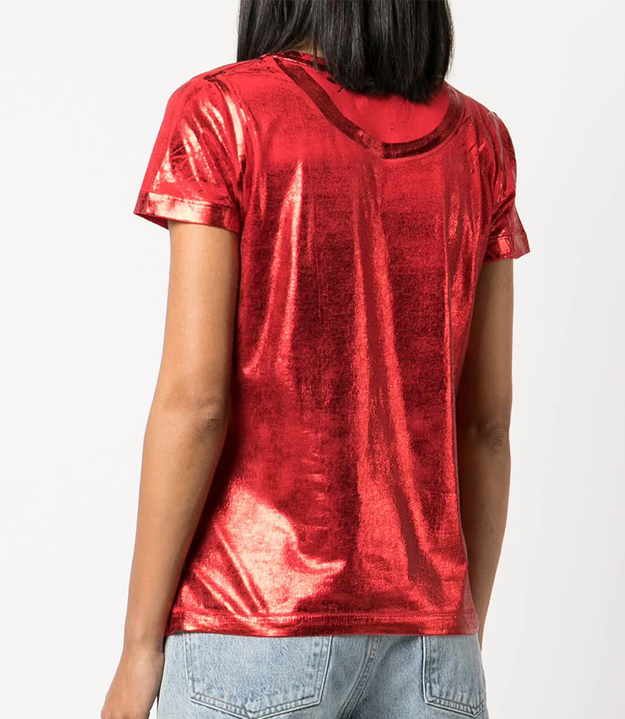 metallic coated cotton t shirt 