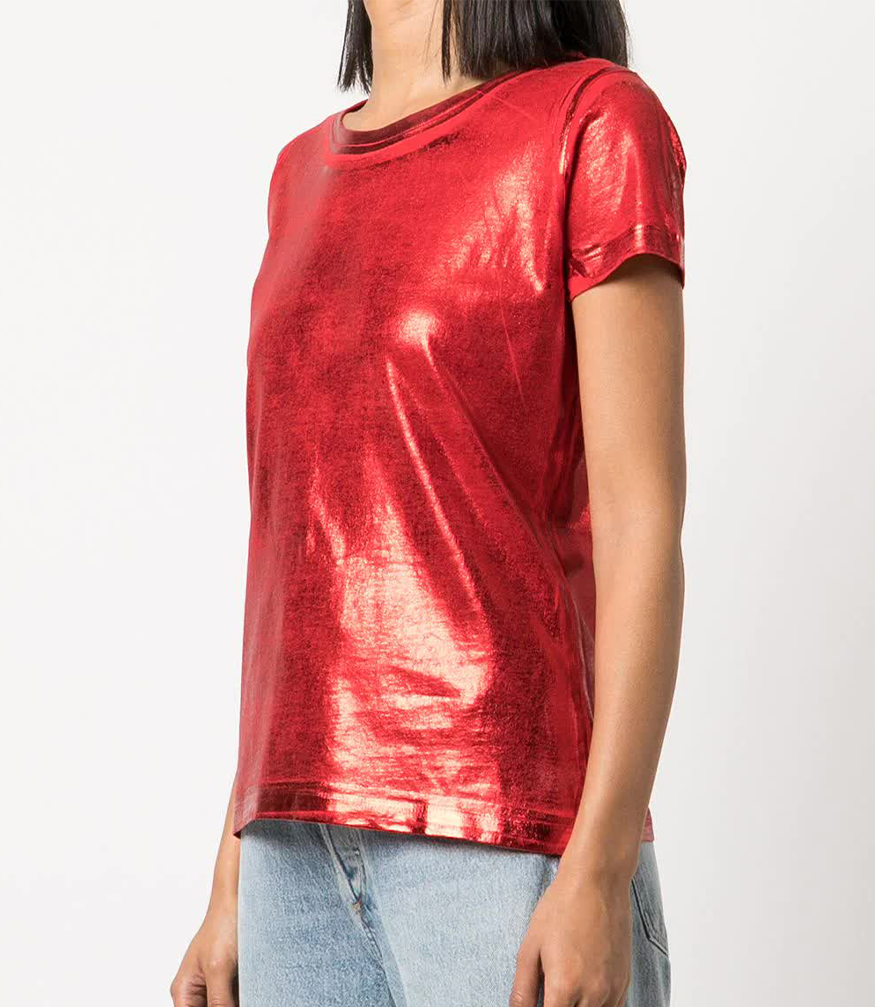 metallic coated cotton t shirt 