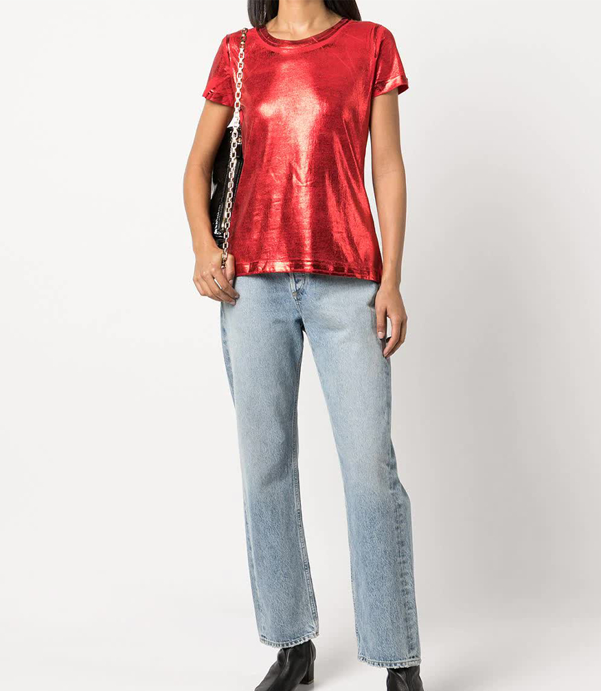 metallic coated cotton t shirt