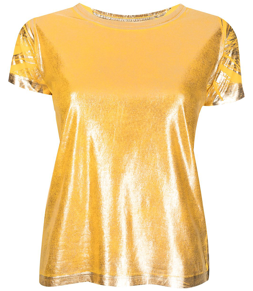 metallic coated cotton t shirt 