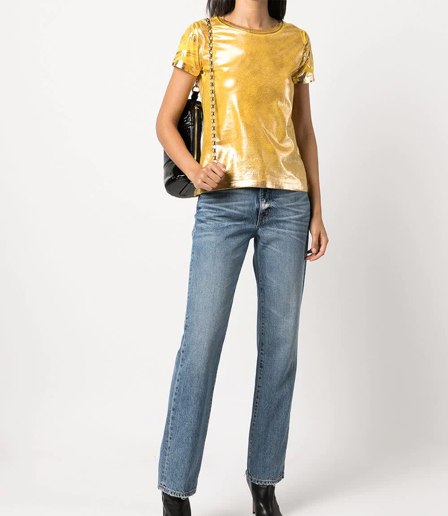 metallic coated cotton t shirt