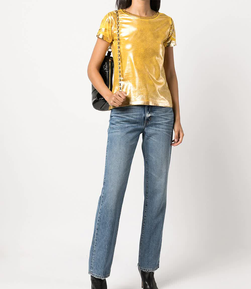 metallic coated cotton t shirt 