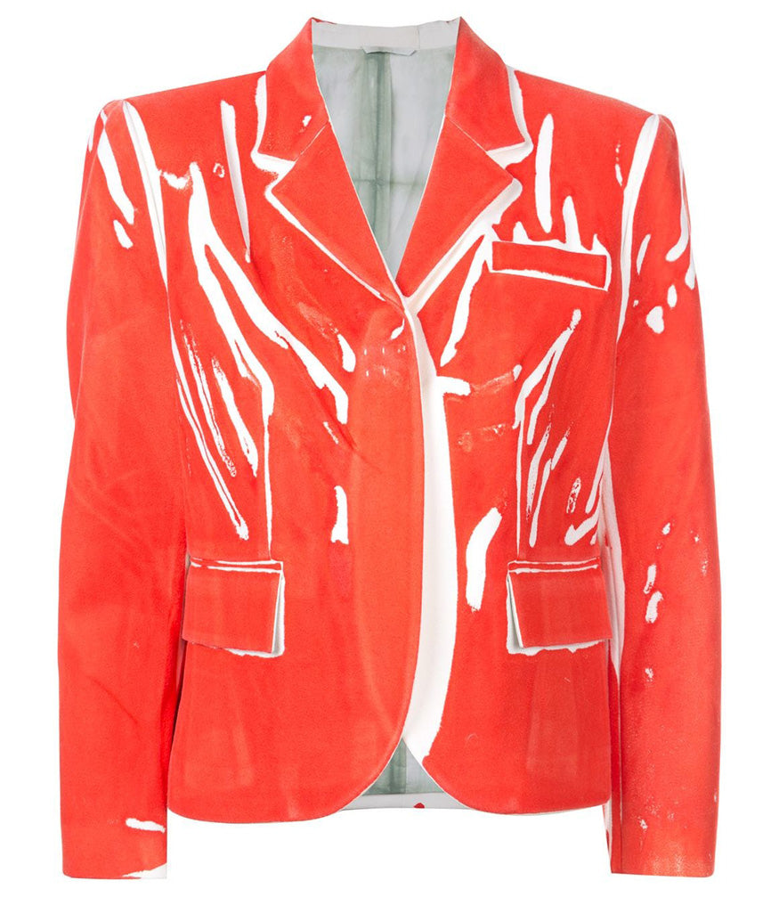 Red Hand Printed wool Blazer - MADISON