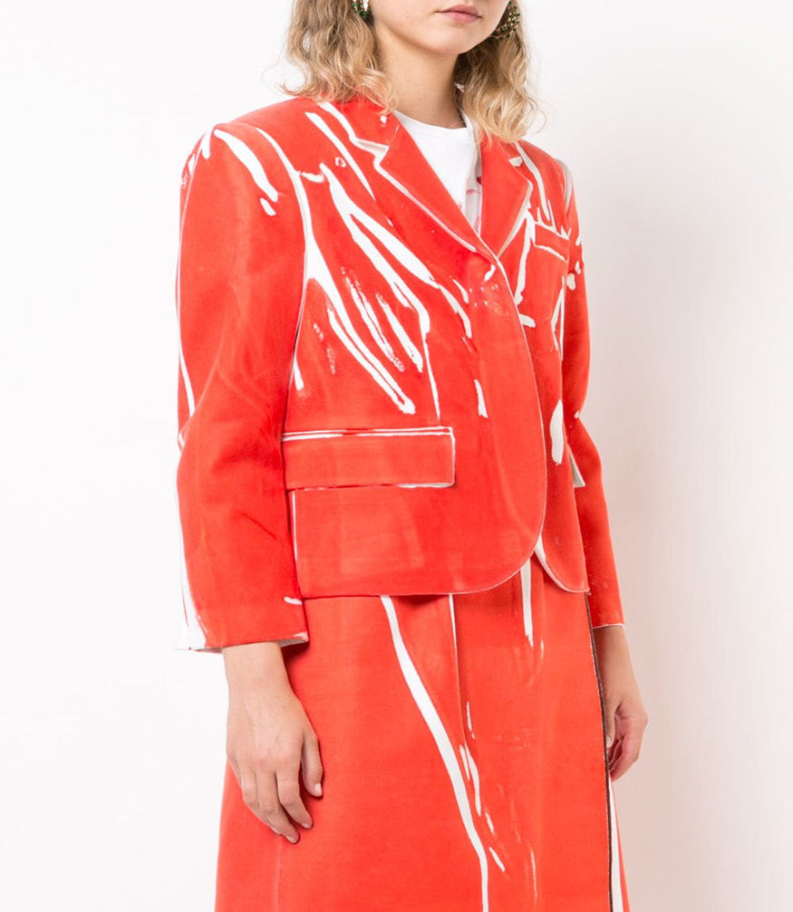 Red Hand Printed wool Blazer - MADISON