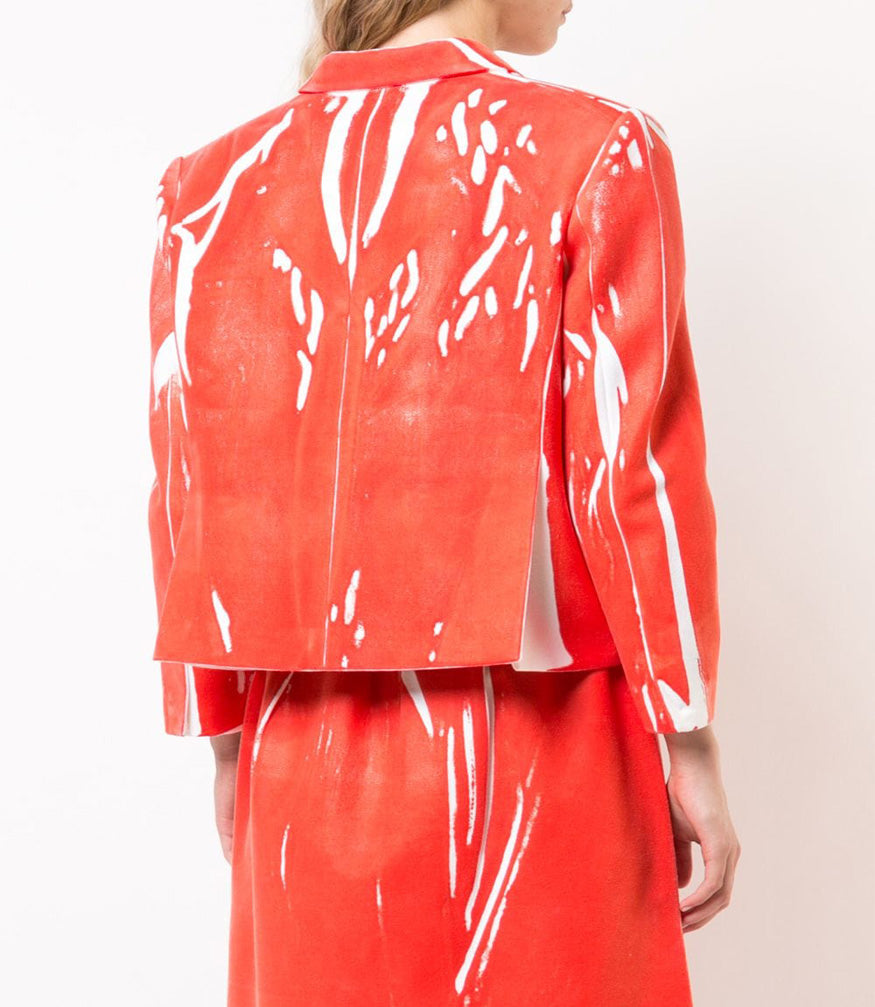 Red Hand Printed wool Blazer - MADISON