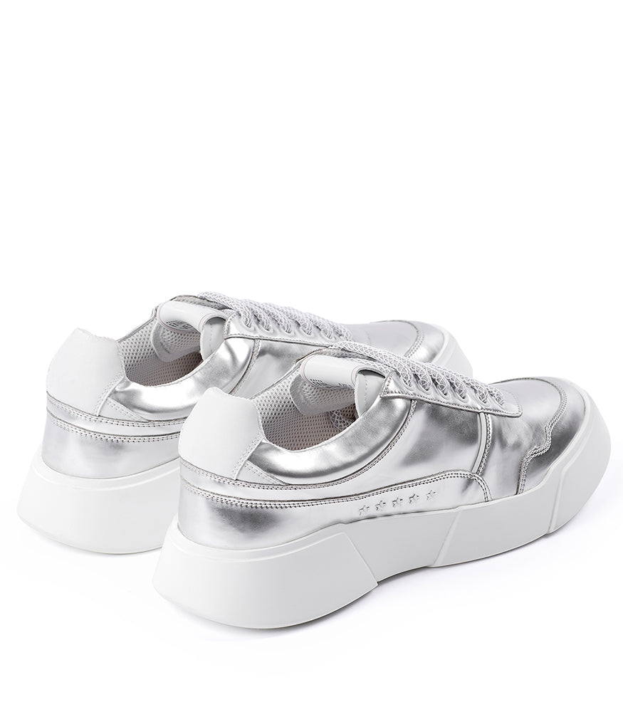 PREMIUM BASICS SILVER LACE UP SNEAKER - MADISON