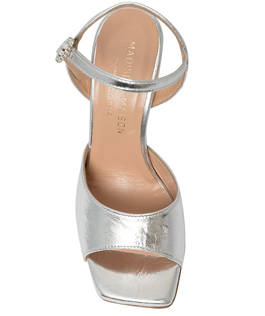 Madison Maison Silver Metallic Leather Triangle Heel