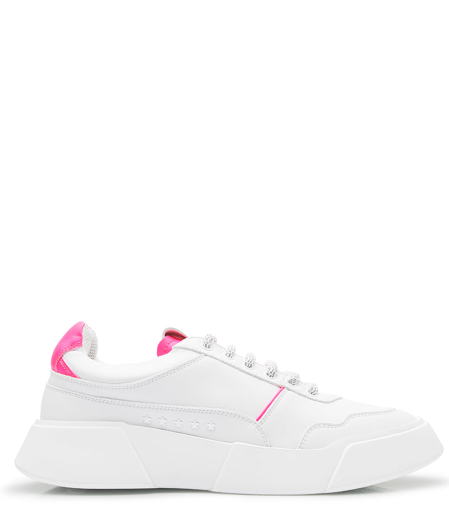 PREMIUM BASICS WHITE/PINK LACE UP SNEAKER - MADISON