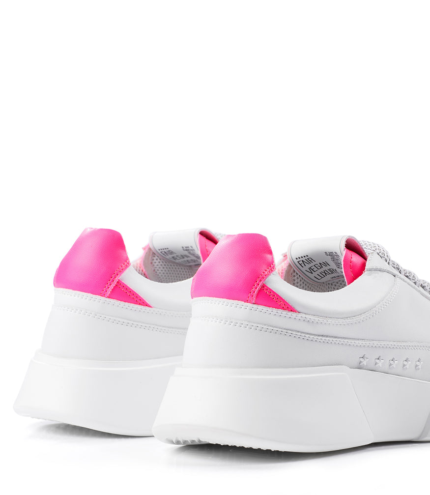 PREMIUM BASICS WHITE/PINK LACE UP SNEAKER - MADISON