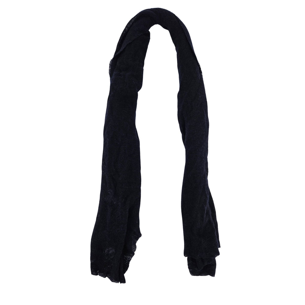 Navy cashmere plain scarf, draped loop with soft fringed ends