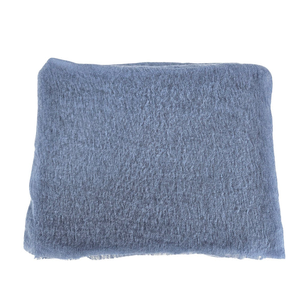 Blue textured blanket on a white background