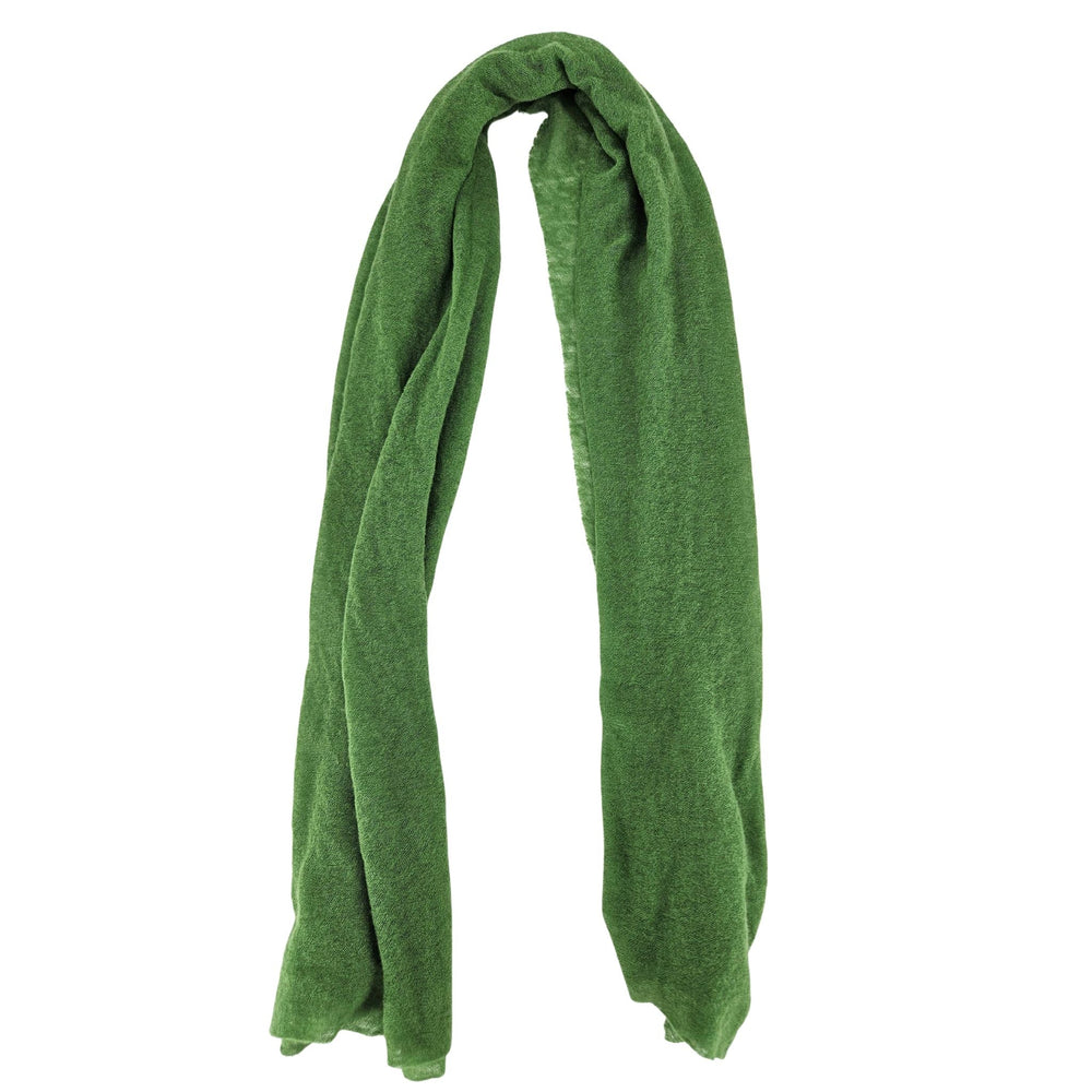 Green cashmere stole, large plain weave with soft drape