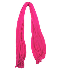 A lightweight, rectangular scarf with soft texture and raw edges, draped to show length and fluidity